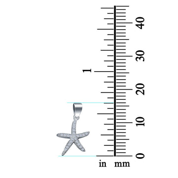 Simulated Cubic Zirconia Starfish Charm Pendant 925 Sterling Silver (16mm)